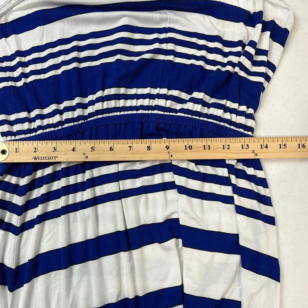 MILLY for DesigNation Maxi Dress Size Medium M Sapphire Combo Stripe Halter Boho